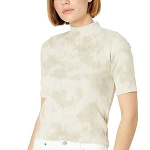Hudson Ribbed Mock Neck Cropped Baby Tee Sage Fatigue Tie Dye Short Sleeve Large